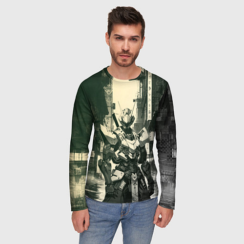 Мужской лонгслив Боевой кибернетический робот / 3D-принт – фото 3