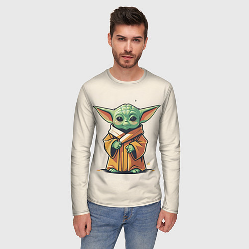 Мужской лонгслив Малыш Грогу - Мандолорец / 3D-принт – фото 3