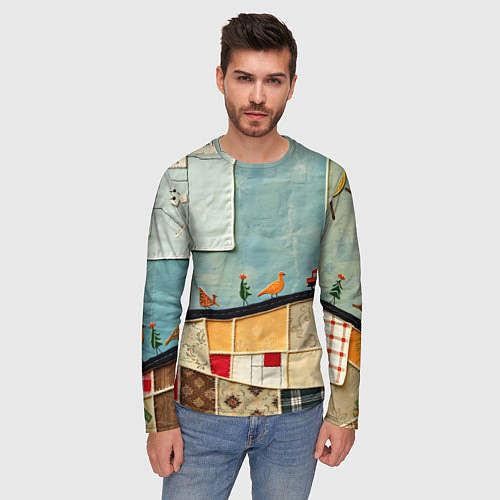 Мужской лонгслив Детский пэчворк / 3D-принт – фото 3