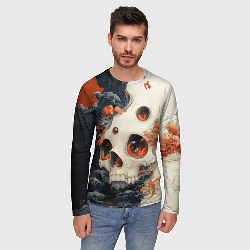 Мужской лонгслив Череп с жемчужиной во лбу / 3D-принт – фото 3