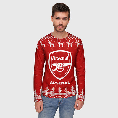 Мужской лонгслив Новогодний Arsenal с оленями / 3D-принт – фото 3