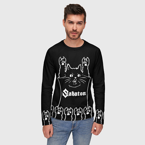 Мужской лонгслив Sabaton: cat rock / 3D-принт – фото 3