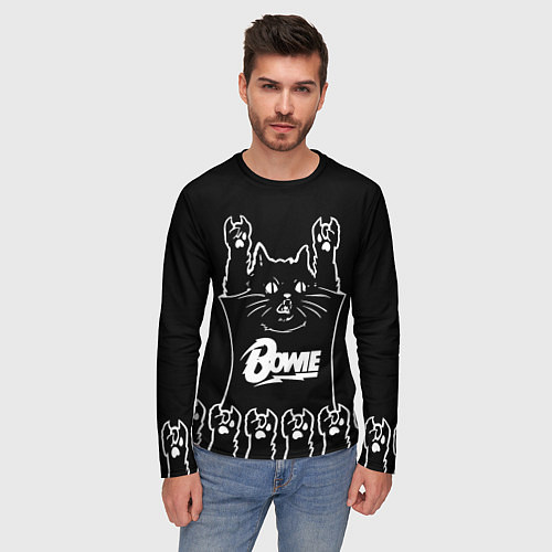Мужской лонгслив David Bowie: cat rock / 3D-принт – фото 3