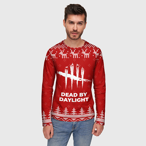 Мужской лонгслив Новогодний Dead by Daylight с оленями / 3D-принт – фото 3