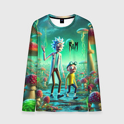Лонгслив мужской Рик и Морти изучают планету мухоморов - нейроарт ф, цвет: 3D-принт