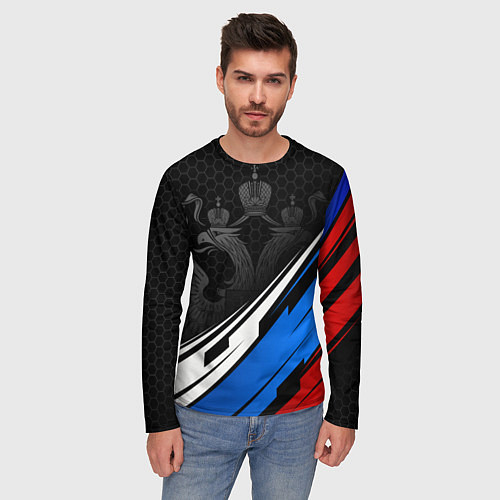 Мужской лонгслив Россия - абстракция / 3D-принт – фото 3