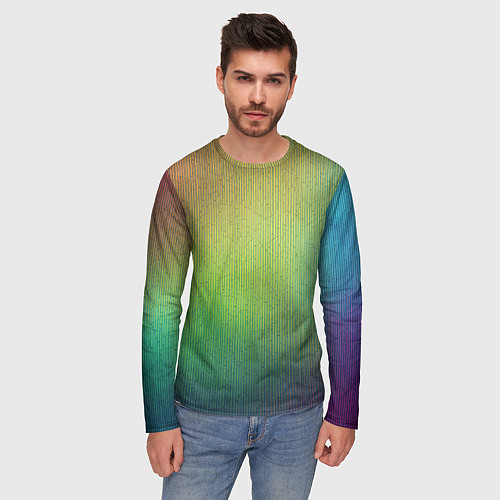 Мужской лонгслив Цветной металл с градиентом / 3D-принт – фото 3