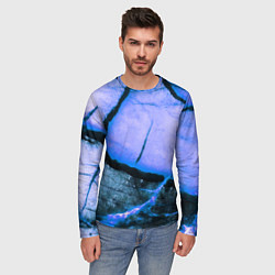 Лонгслив мужской Трещины на абстрактном синем фоне, цвет: 3D-принт — фото 2