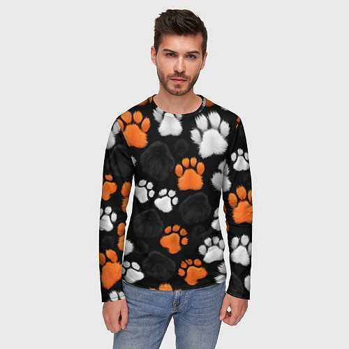 Мужской лонгслив Мохнатые лапки / 3D-принт – фото 3