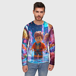 Лонгслив мужской Roblox в неоновом городе, цвет: 3D-принт — фото 2