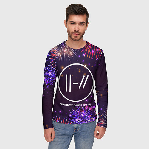 Мужской лонгслив Праздничный Twenty One Pilots / 3D-принт – фото 3