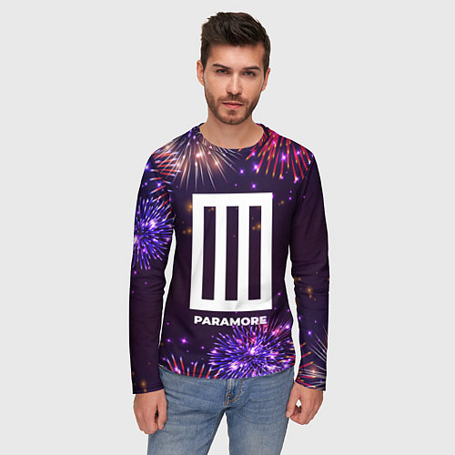 Мужской лонгслив Праздничный Paramore / 3D-принт – фото 3