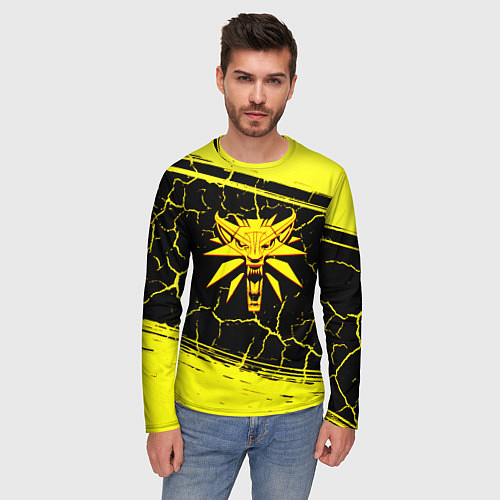 Мужской лонгслив Ведьмак трещины текстура / 3D-принт – фото 3