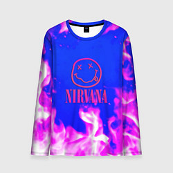 Лонгслив мужской Nirvana neon flame, цвет: 3D-принт