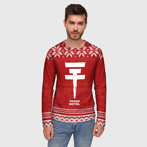 Мужской лонгслив Новогодний Tokio Hotel / 3D-принт – фото 3