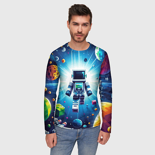 Мужской лонгслив Minecraft - an astronaut in outer space / 3D-принт – фото 3