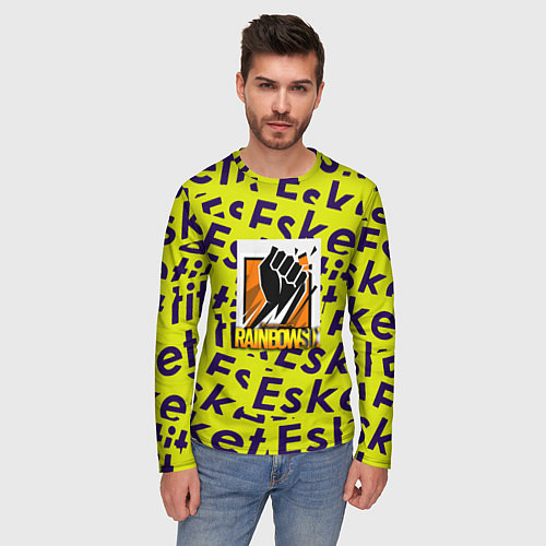 Мужской лонгслив Rainbow six pattern rap / 3D-принт – фото 3