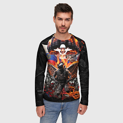 Мужской лонгслив Десантник ВДВ с крыльями ангела / 3D-принт – фото 3