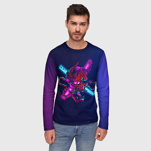 Мужской лонгслив Демон они неоновый / 3D-принт – фото 3