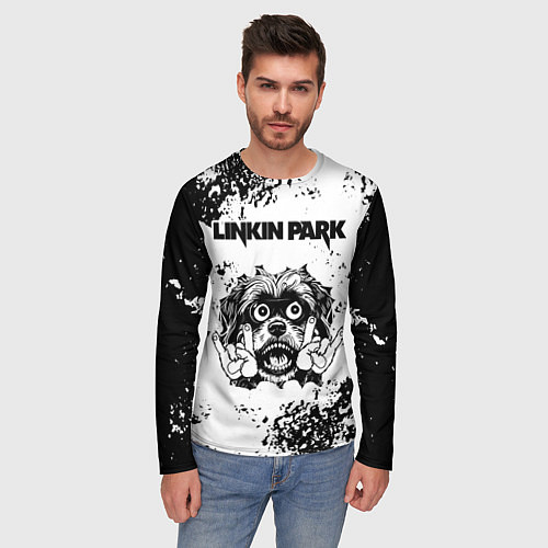 Мужской лонгслив Linkin Park - рок пес / 3D-принт – фото 3