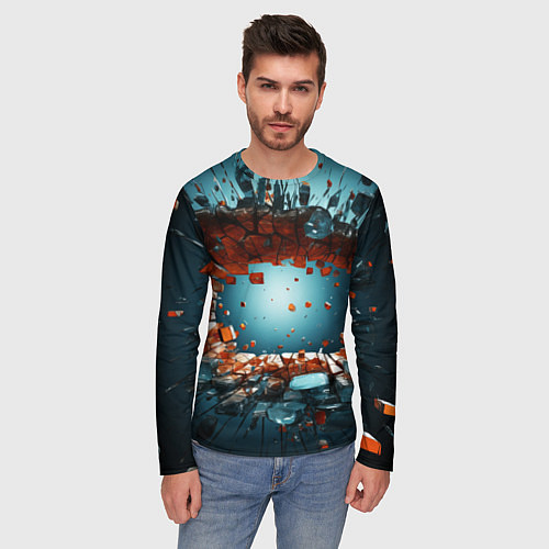Мужской лонгслив Объемная дыра из частиц / 3D-принт – фото 3