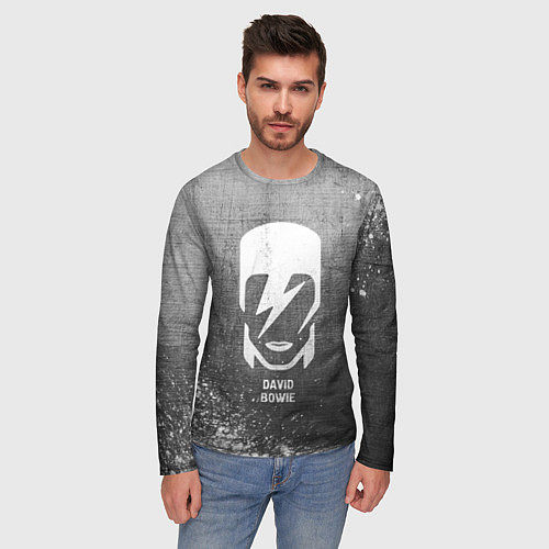 Мужской лонгслив David Bowie - grey gradient / 3D-принт – фото 3
