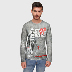 Лонгслив мужской Banksy - stop wars, цвет: 3D-принт — фото 2