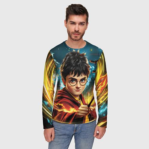 Мужской лонгслив Гарри Поттер и волшебный мир / 3D-принт – фото 3