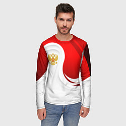 Лонгслив мужской Россия - красный и белый, цвет: 3D-принт — фото 2