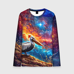 Лонгслив мужской Пеликан в космосе, цвет: 3D-принт