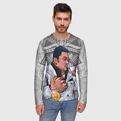Мужской лонгслив Ма Дон Сок - якудза с капучино / 3D-принт – фото 3
