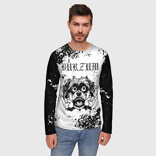 Мужской лонгслив Burzum - рок пес / 3D-принт – фото 3