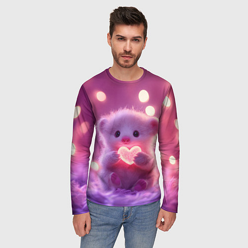 Мужской лонгслив Милый грызун с сердечком / 3D-принт – фото 3