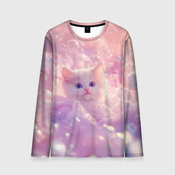 Лонгслив мужской Котенок в пузырях, цвет: 3D-принт
