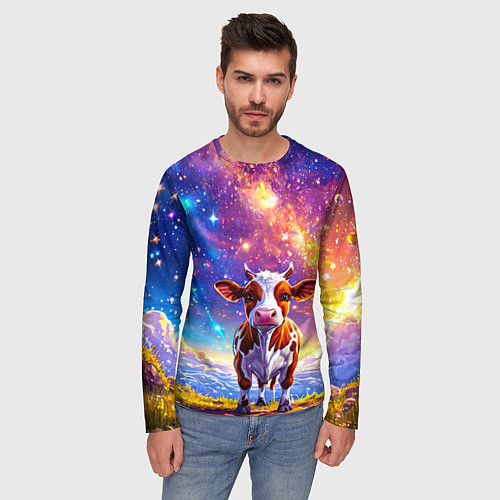 Мужской лонгслив Коровка и звездное небо / 3D-принт – фото 3
