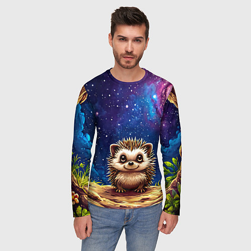 Мужской лонгслив Ежик и звездное небо / 3D-принт – фото 3
