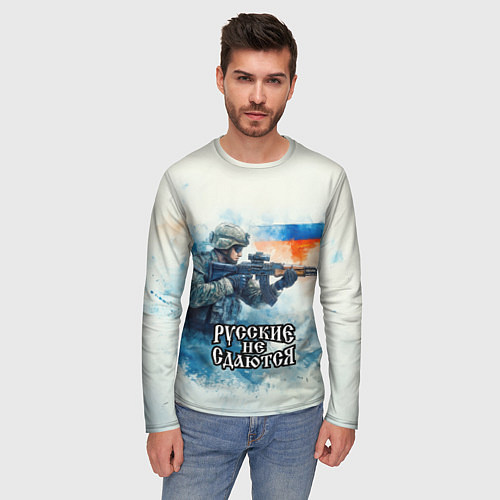 Мужской лонгслив Русские не сдаются / 3D-принт – фото 3