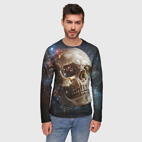Мужской лонгслив Череп - космос / 3D-принт – фото 3