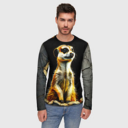 Лонгслив мужской Сурикат на черном, цвет: 3D-принт — фото 2