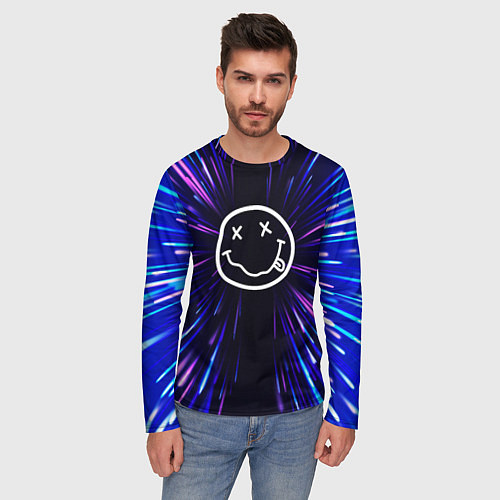Мужской лонгслив Nirvana neon energy / 3D-принт – фото 3