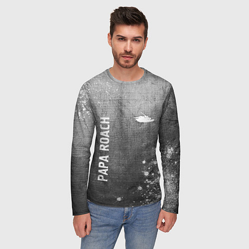 Мужской лонгслив Papa Roach - grey gradient вертикально / 3D-принт – фото 3