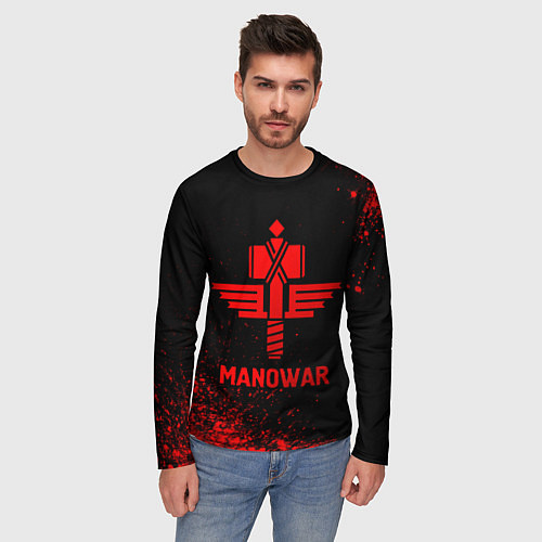 Мужской лонгслив Manowar - red gradient / 3D-принт – фото 3