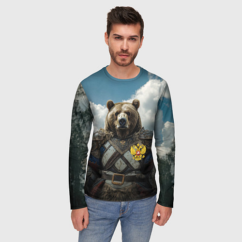 Мужской лонгслив Русский медведь воин / 3D-принт – фото 3