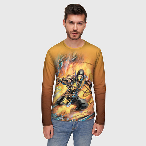 Мужской лонгслив Scorpion - Mortal Kombat / 3D-принт – фото 3