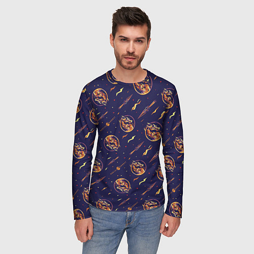 Мужской лонгслив Mortal Kombat logo pattern / 3D-принт – фото 3