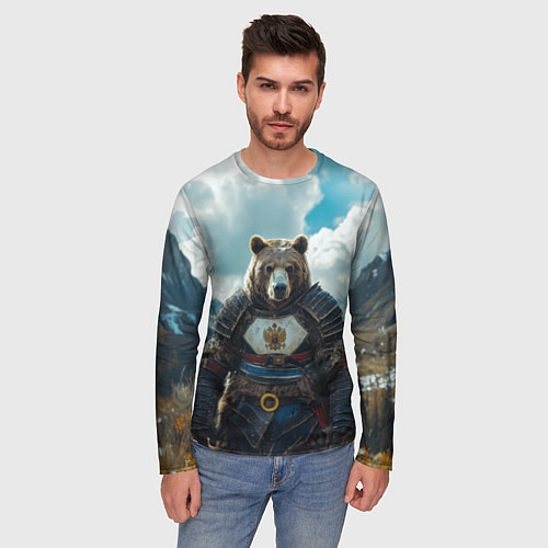 Мужской лонгслив Воин русский медведь / 3D-принт – фото 3