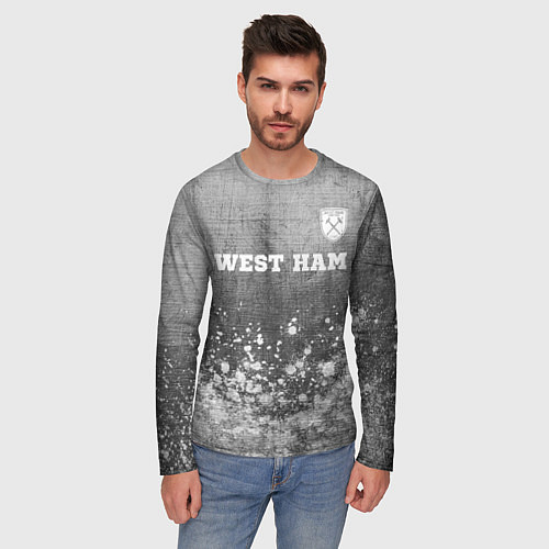Мужской лонгслив West Ham - grey gradient посередине / 3D-принт – фото 3