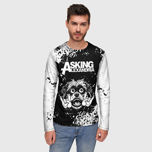 Мужской лонгслив Asking Alexandria рок пес / 3D-принт – фото 3