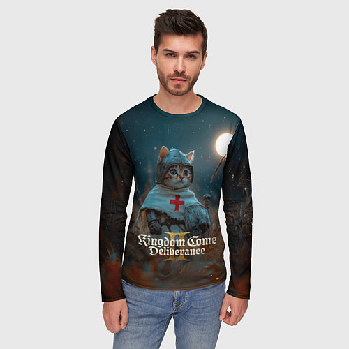 Мужской лонгслив Kingdom Come Deliverance 2 рыцарь котенок / 3D-принт – фото 3