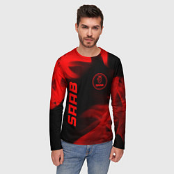 Лонгслив мужской Saab - red gradient вертикально, цвет: 3D-принт — фото 2